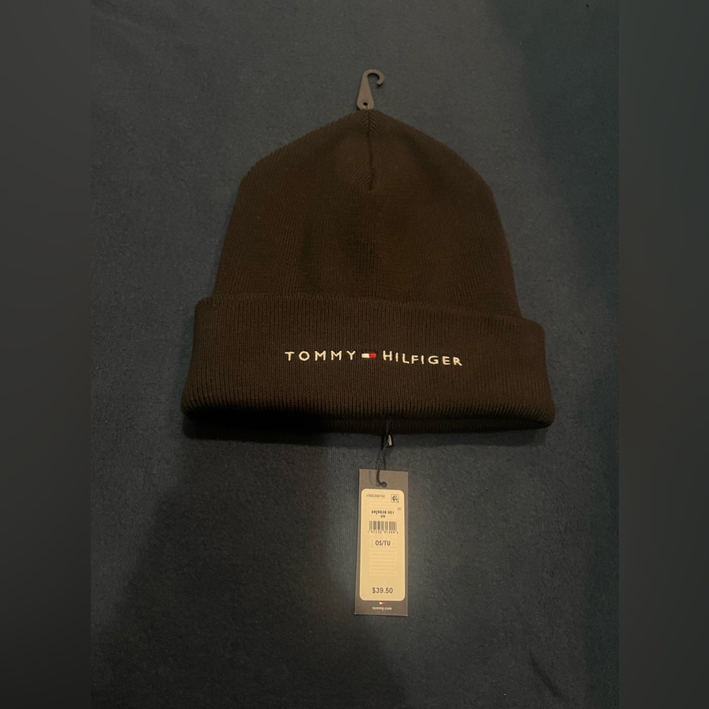 Black Tommy Hilfiger Logo Beanie